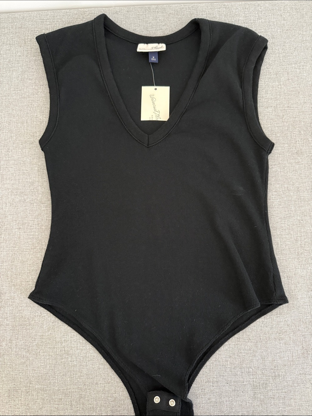 Universal Thread Black Ribbed V-Neck Sleeveless Bodysuit